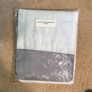 Elegant Gray and White Bed Skirt and Shams Set